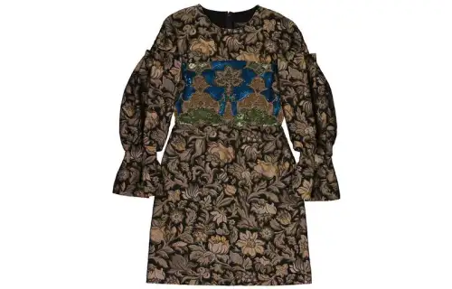 Burberry Long Sleeved Dresses Women's Brown Crew Neck Moderate Short