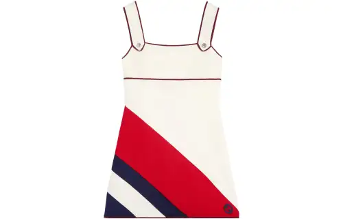 GUCCI Sleeveless Dresses Women's Ecru Square Collar Moderate Short