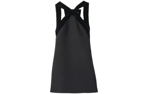 MIU MIU Miu Miu Grain De Poudre Mini-Dress solid color fitted mid-length sleeveless dress for women black