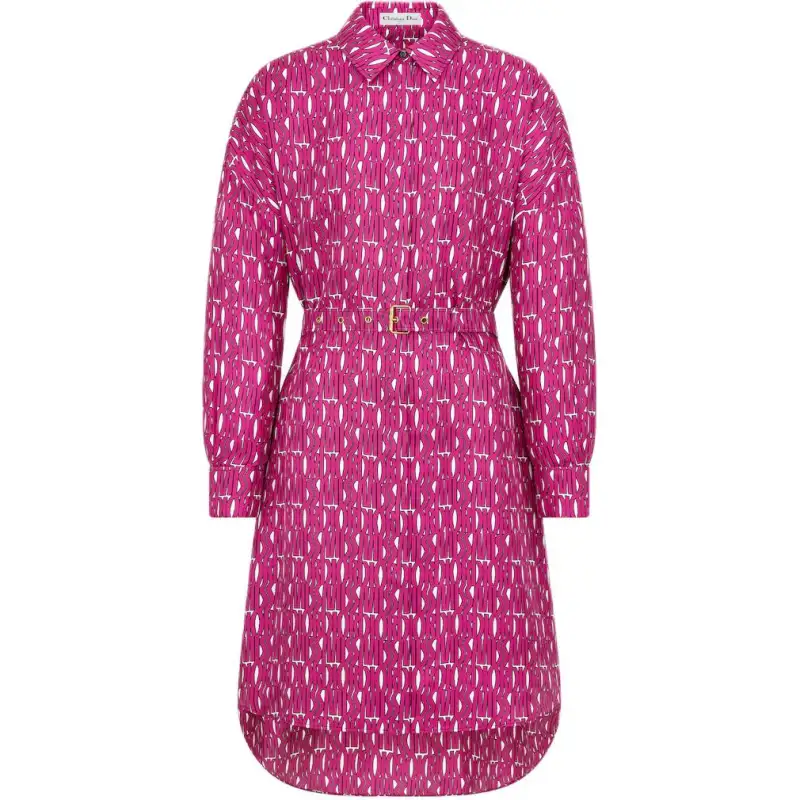 DIOR Long Sleeved Dress Women's Fuchsia