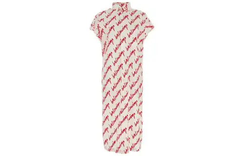 Balenciaga Allover Logo Printed Shirt Dress