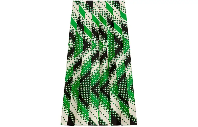 Gucci 00s pleat patterned silk midi skirt