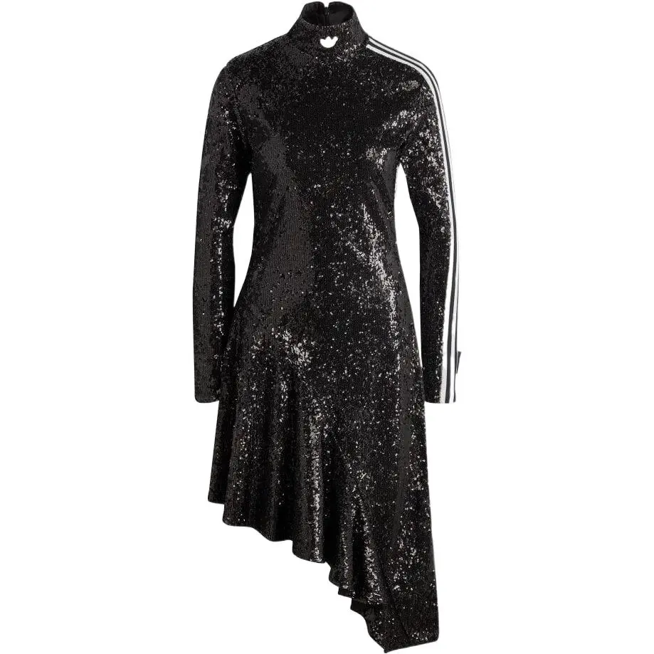 Adidas Originals Long-Sleeved Dresses Women's Black Turtleneck Moderate Mid-Length