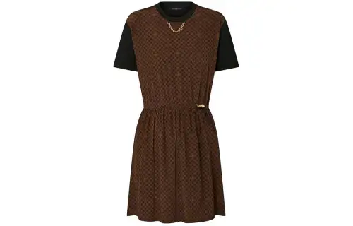 Lv Damier Front Drawstring Dress