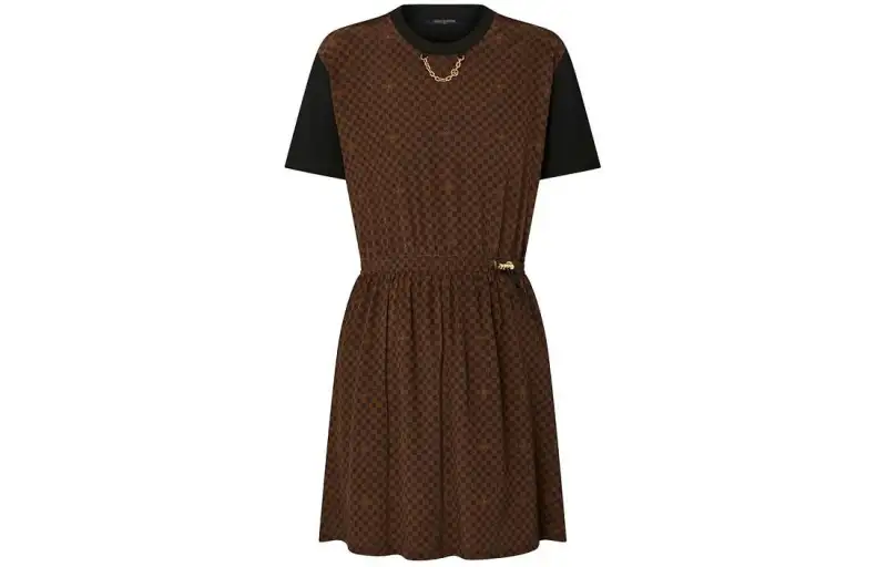 Lv Damier Front Drawstring Dress