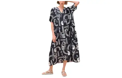 HERMES Short Sleeved Dress Women's Blue