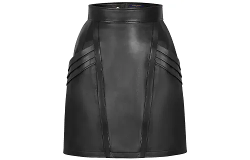 LOUIS VUITTON Leather Short Skirts Women's Black