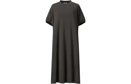 UNIQLO FW23 U Short Sleeved Dresses Women's Crew Neck Moderate Mid Length