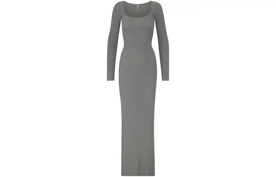 Skims SOFT LOUNGE Long Sleeved Dress Women's Heather Grey/Gray
