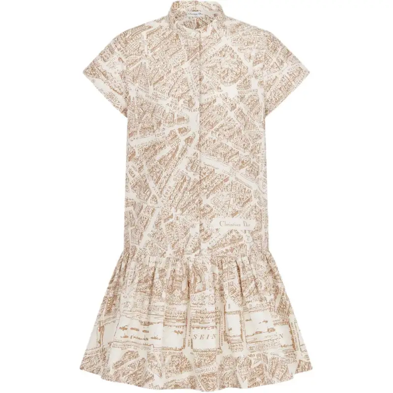 DIOR Short Sleeved Dress Women's Beige