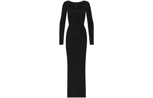 Skims SOFT LOUNGE LONG SLEEVE DRESS Long Sleeved Dress Women's Obsidian Black