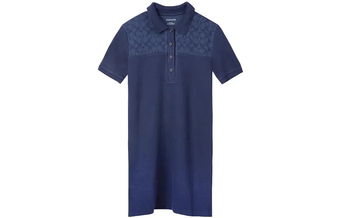 COACH Short-Sleeved Dresses Women's Navy Polo Collar Moderate