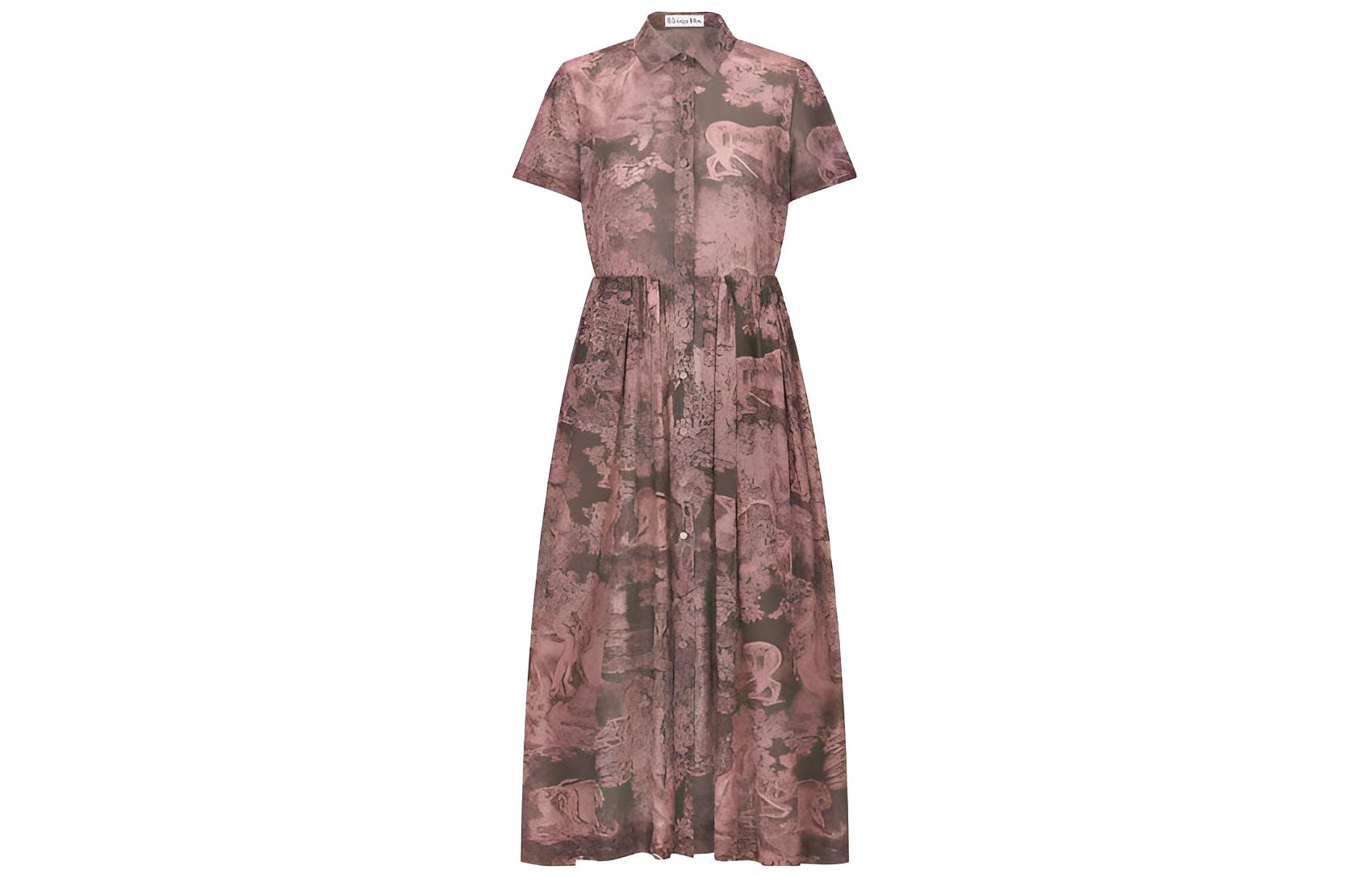 DIOR Short Sleeved Dresses Women's Gray Moderate Long
