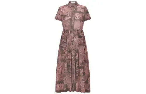 DIOR Short Sleeved Dresses Women's Gray Moderate Long