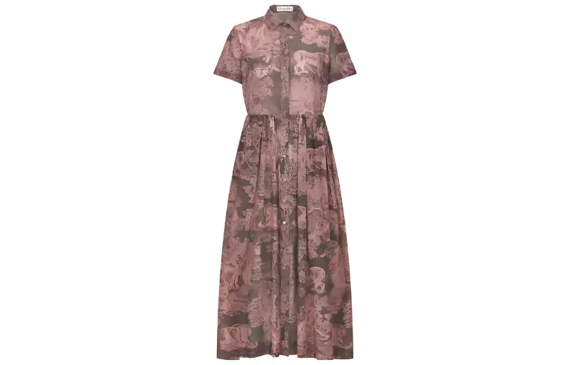 DIOR Short Sleeved Dresses Women's Gray Moderate Long