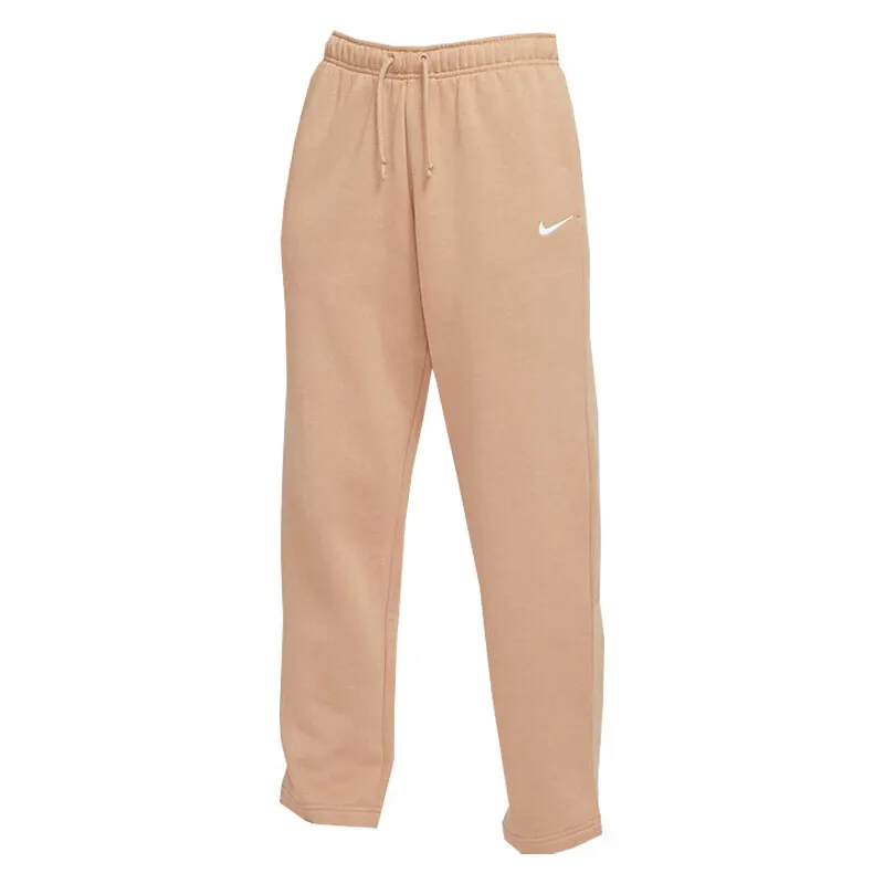 Nike Comfortable Loose Fit Casual Fleece Lined Embroidery Knitted Sweatpants Women's Milk Tea