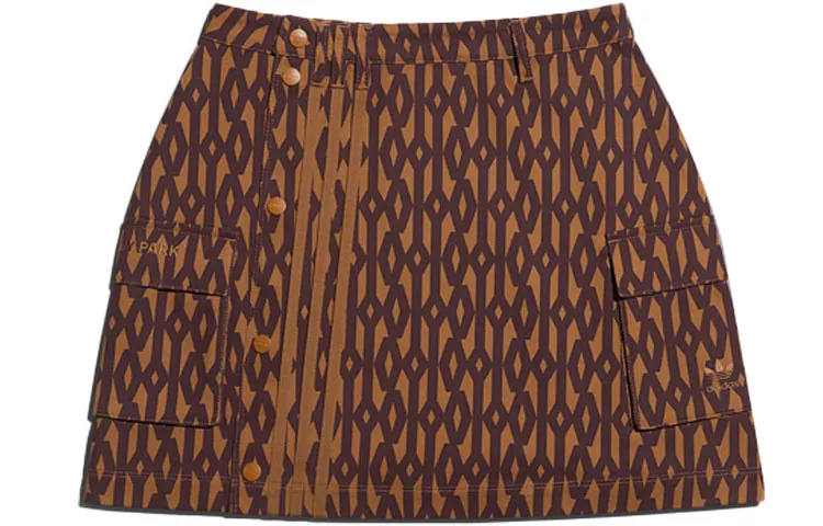 Adidas Ivy Park Monogram Skirt Wild Brown/Night Red