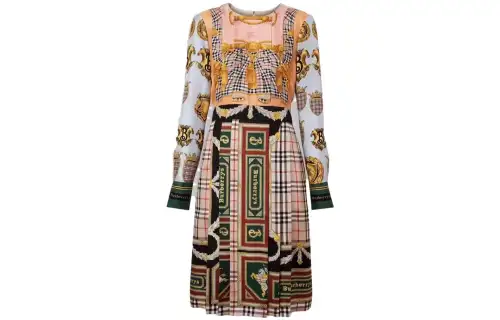 Burberry pleated scarf-print dress