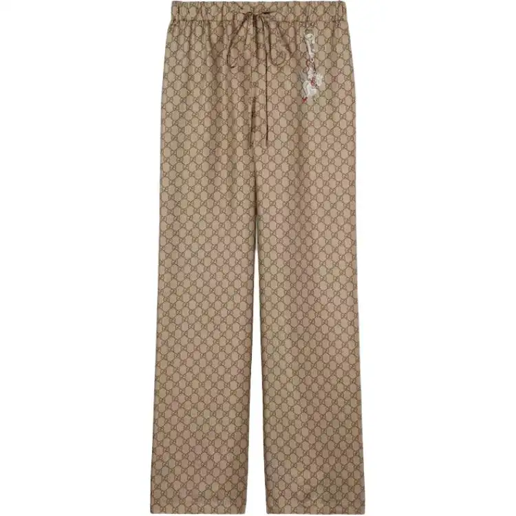 GUCCI Gg Silk Twill Pants With Print