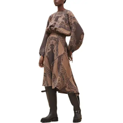 HERMES Long Sleeved Dress Women's Brown