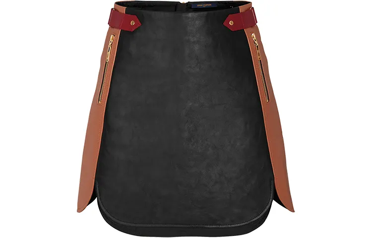 LOUIS VUITTON Leather Short Skirts Women's Black