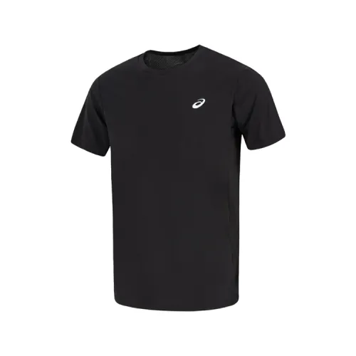ASICS T Shirts Men's Black Crew Neck Moderate Straight Fit