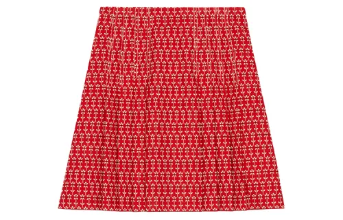 GUCCI Floral Patterned Pleated Skirt Red