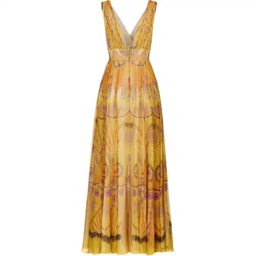 Christian DIOR All Over Patterned V Neck Sleeveless Dress