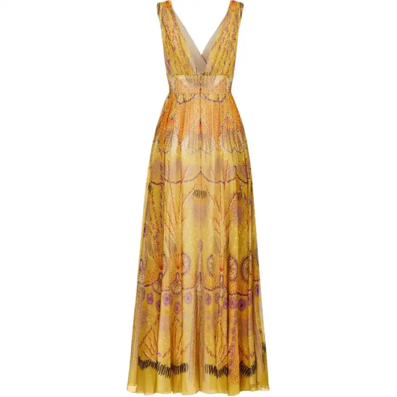 Christian DIOR All Over Patterned V Neck Sleeveless Dress