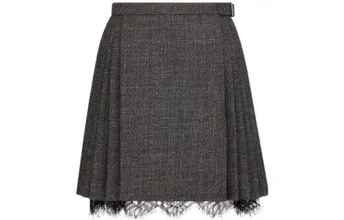 Christian DIOR Lace Detailed Pleated Mini Skirt