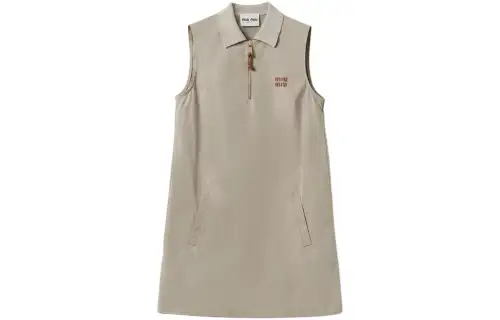 MIU MIU SS24 Sleeveless Dress Women's Mud Gray