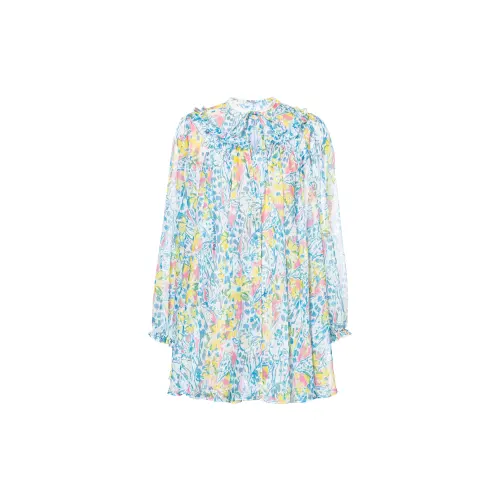 MIU MIU SS23 Long Sleeved Dress Women's Blue