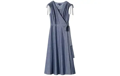 UNIQLO X INES DE LA FRESSANGE UNIQLO X Ines De La Fressange Sleeveless Dresses Women's Dark Blue V Neck Moderate Mid Length