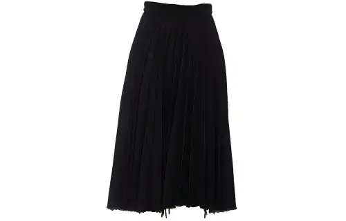 Balenciaga Casual Long Skirts Women's Black Long Pleated Skirt
