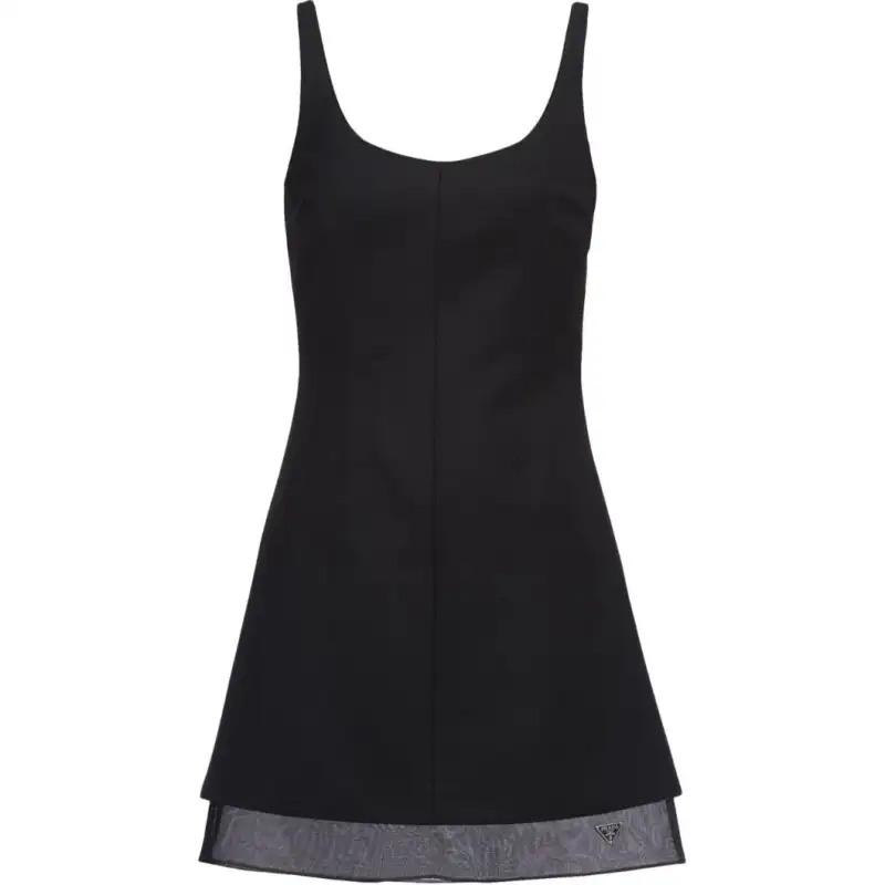 PRADA Enamel Triangle Logo Mini Dress