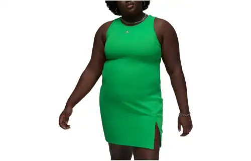Jordan Sleeveless Dresses Women's Green Crew Neck Moderate Mid Length