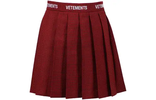 Vetements Logo School Girl Skirt 'Red Pepita'