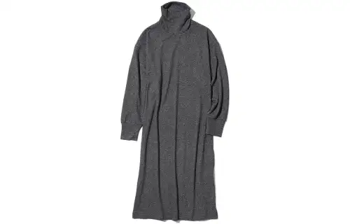 UNIQLO Long Sleeved Dresses Women's Dark Gray Turtleneck Moderate Mid Length