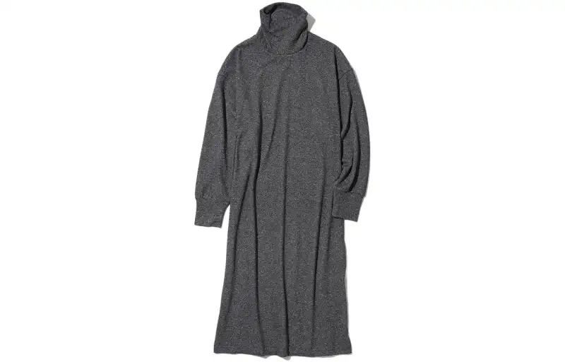 UNIQLO Long Sleeved Dresses Women's Dark Gray Turtleneck Moderate Mid Length