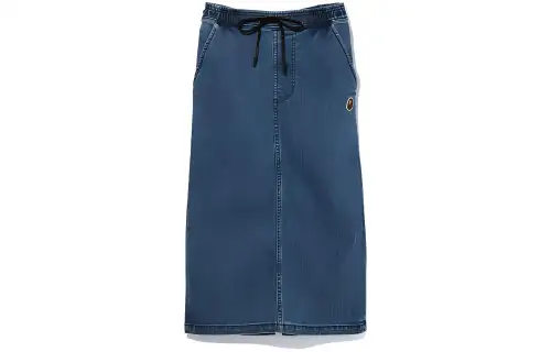 A BATHING APE Head Series Denim Short Skirts Women's Dark Blue Long Other