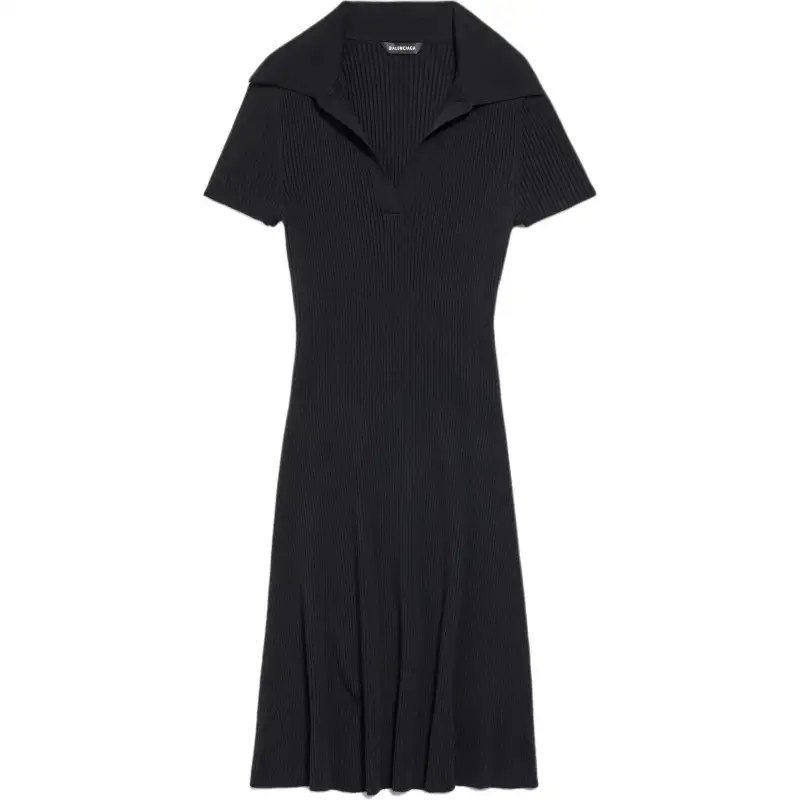 Balenciaga SS25 Short Sleeved Dress Regular Fit Women's Black