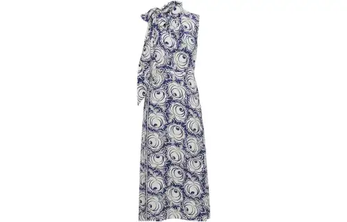 PRADA Sleeveless Dresses Women's Blue Stand Collar Moderate Mid Length