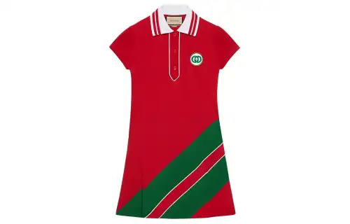 GUCCI Short Sleeved Dresses Women's Multicolor Polo Collar Moderate Short