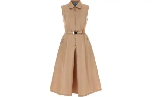 PRADA Belted Zipped Midi Dress
