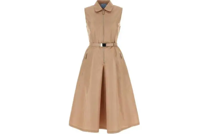 PRADA Belted Zipped Midi Dress