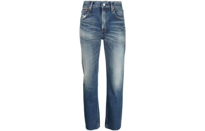 SAINT LAURENT Button Detailed Straight Leg Jeans