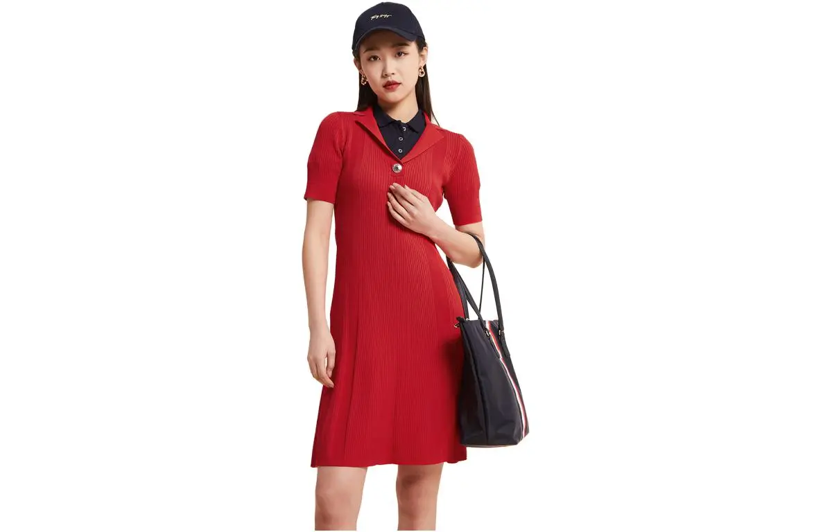 Tommy Hilfiger Short Sleeved Dress Women's Red