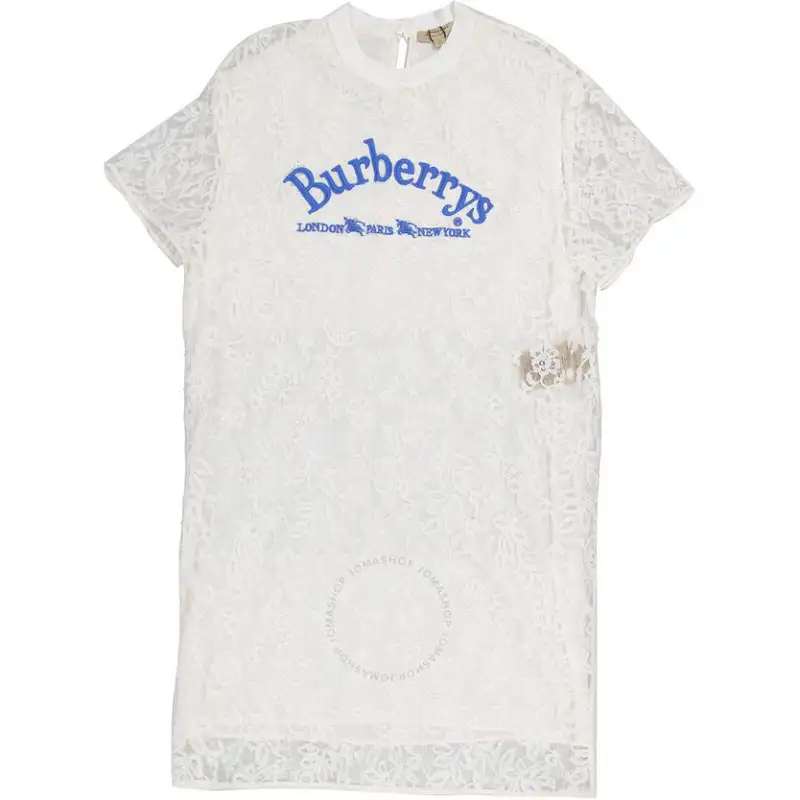 Burberry Short Sleeved Dress Women's White