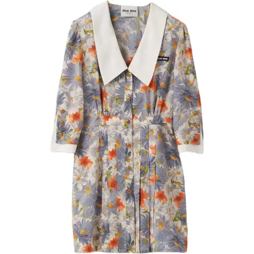 MIU MIU Short Sleeved Dress Women's Multicolor