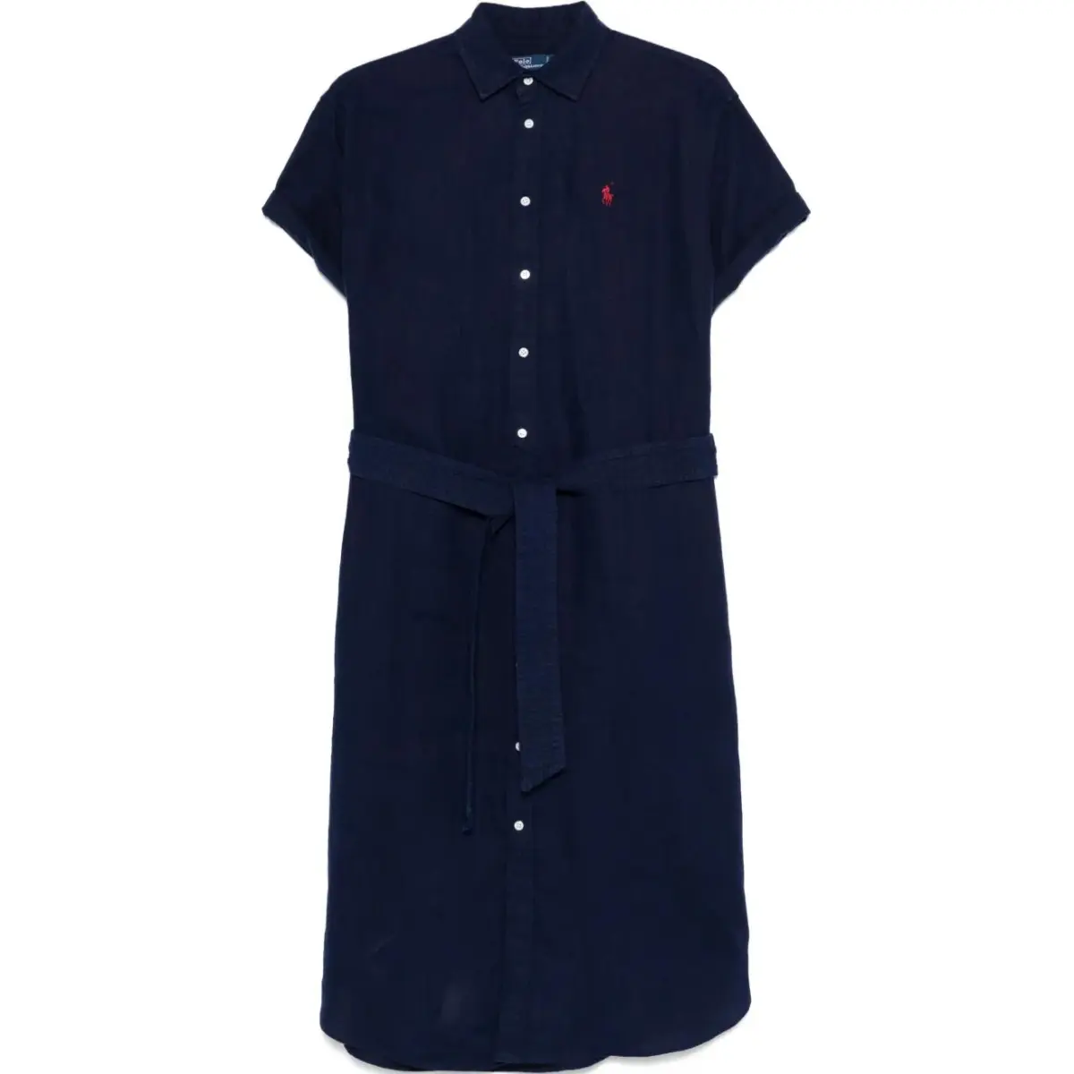 Polo Ralph Lauren Logo Embroidered Oxford Midi Shirt Dress